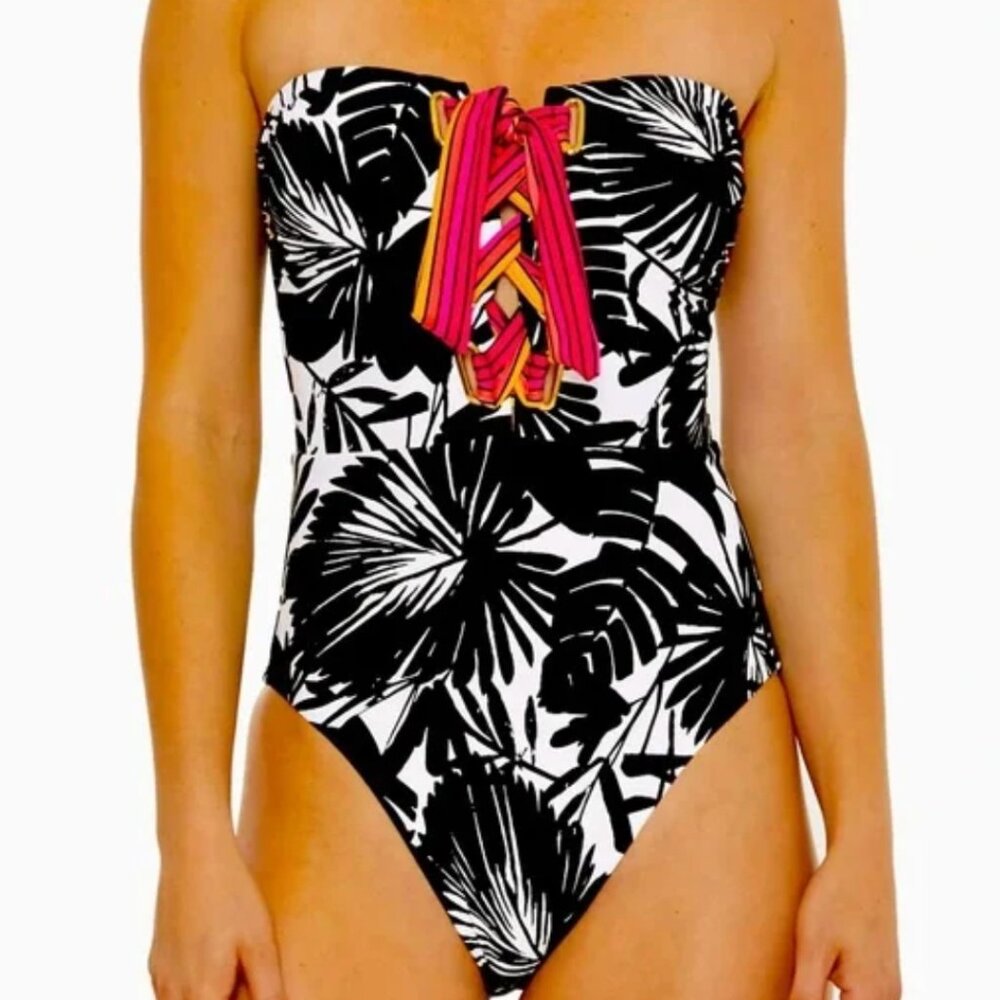 Trina Turk Lennox Bandeau Lace Up One Piece Swimsuit NWT $172 - Picture 9 of 9